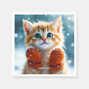 Fantasy Schattige Kitten Mittens Sneeuw Servet