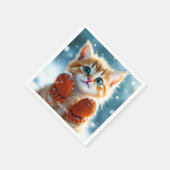 Fantasy Schattige Kitten Mittens Sneeuw Servet (Hoek)