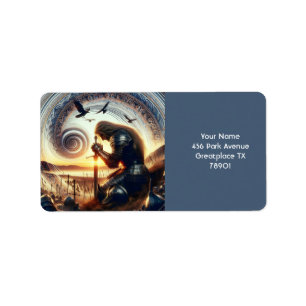 Fantasy Schattige Knight Sword Legend Etiket