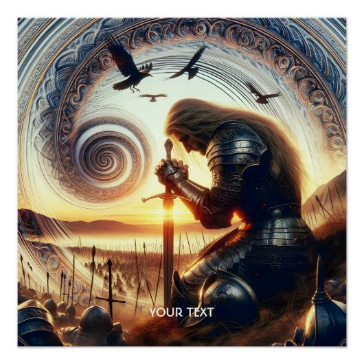 Fantasy Schattige Knight Sword Legend Perfect Poster (Voorkant)