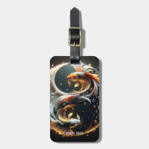 Fantasy Schattige Koi Yin Yang Bagagelabel
