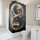 Fantasy Schattige Koi Yin Yang Douchegordijn (In situ)