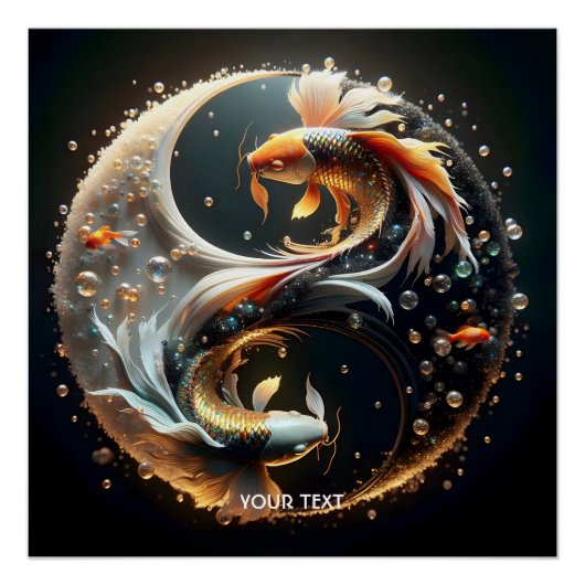 Fantasy Schattige Koi Yin Yang Perfect Poster (Voorkant)