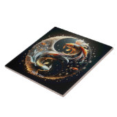 Fantasy Schattige Koi Yin Yang Tegeltje (Zijkant)