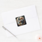 Fantasy Schattige Koi Yin Yang Vierkante Sticker (Envelop)