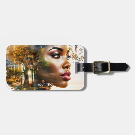 Fantasy Schattige Lady African Landscape Bagagelabel (Voorkant horizontaal)