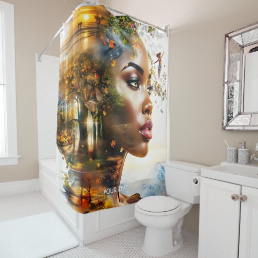 Fantasy Schattige Lady African Landscape Douchegordijn (In situ)