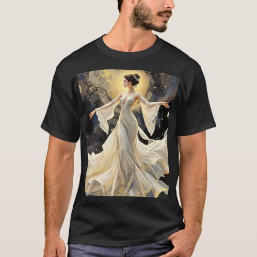 Fantasy Schattige Lady Dancing Space T-shirt (Voorkant)