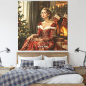 Fantasy Schattige Lady Nieuwjaar Canvas Afdruk (Insitu (Slaapkamer))