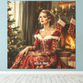 Fantasy Schattige Lady Nieuwjaar Canvas Afdruk (Insitu (Houten vloer))