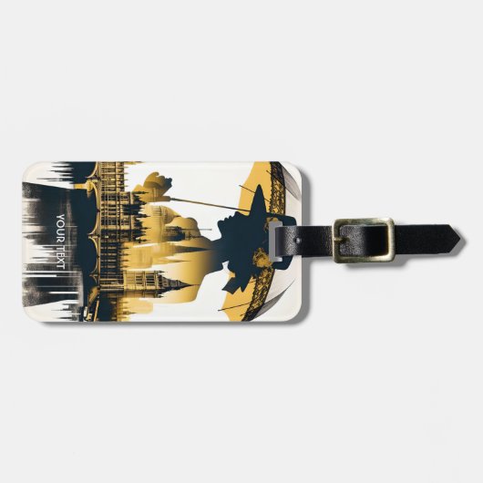 Fantasy Schattige Lady Oud Londen Bagagelabel (Voorkant horizontaal)