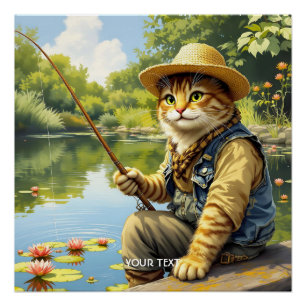 Fantasy Schattige Lake Cat Gevist Perfect Poster