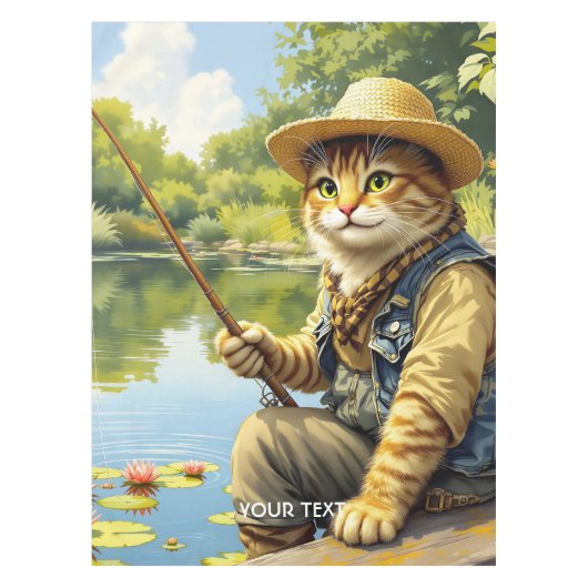 Fantasy Schattige Lake Cat Gevist Tafelkleed (Voorkant)