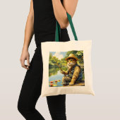 Fantasy Schattige Lake Cat Gevist Tote Bag (Voorkant (product))