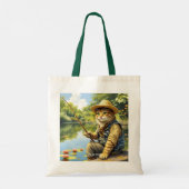 Fantasy Schattige Lake Cat Gevist Tote Bag (Achterkant)