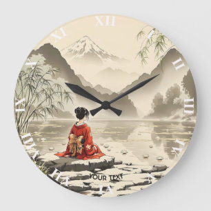 Fantasy Schattige Lake Flowers Girl Grote Klok