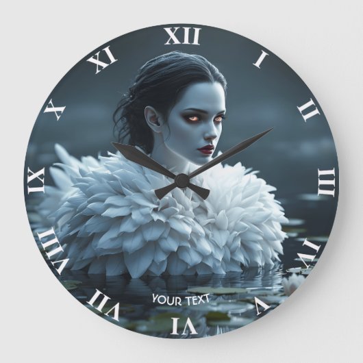 Fantasy Schattige Lake Swan White Grote Klok (Voorkant)