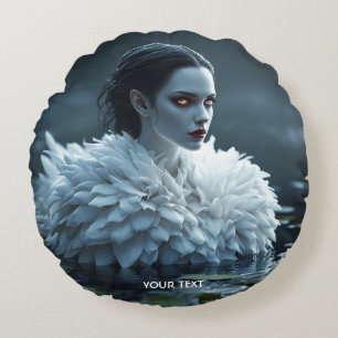 Fantasy Schattige Lake Swan White Rond Kussen