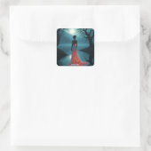 Fantasy Schattige Lake Trees Moon Vierkante Sticker (Tas)