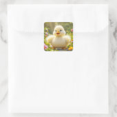 Fantasy Schattige Laughing Fluffy Duck Vierkante Sticker (Tas)