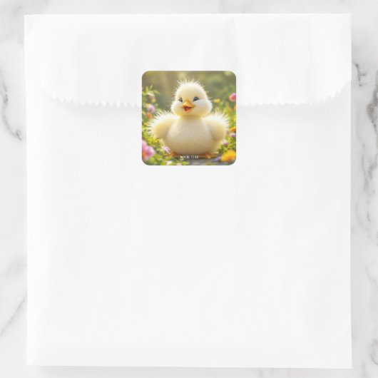 Fantasy Schattige Laughing Fluffy Duck Vierkante Sticker (Tas)