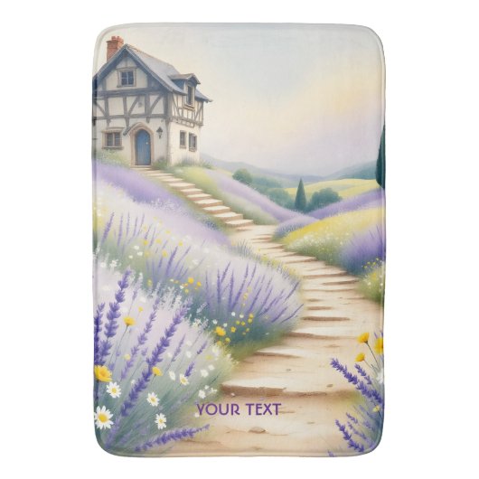 Fantasy Schattige Lavendel House Flowers Badmat (Voorkant Verticaal)