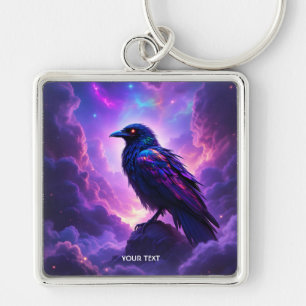 Fantasy Schattige Lavender Raven Sunset Sleutelhanger