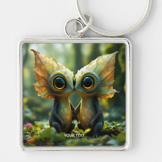 Fantasy Schattige Leaves Forest Love Sleutelhanger (Voorkant)