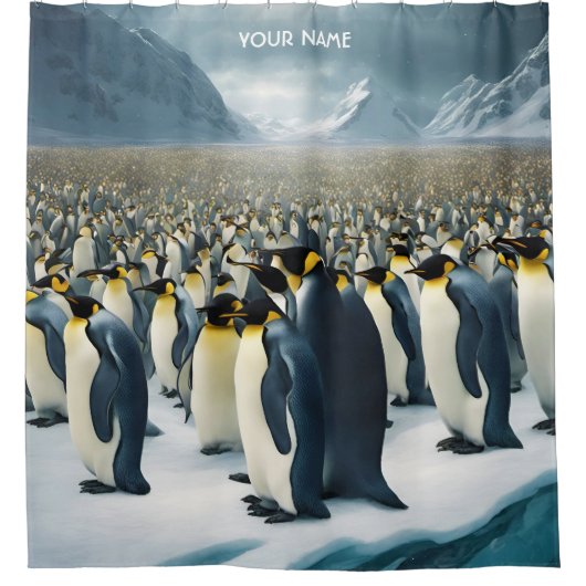 Fantasy Schattige levendig veel keizerspinguïns Douchegordijn (Voorkant)