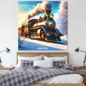 Fantasy Schattige levendige oude treinwinter Canvas Afdruk (Insitu (Slaapkamer))