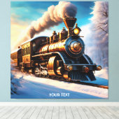 Fantasy Schattige levendige oude treinwinter Canvas Afdruk (Insitu (Houten vloer))