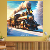 Fantasy Schattige levendige oude treinwinter Canvas Afdruk (Insitu (Woonkamer))