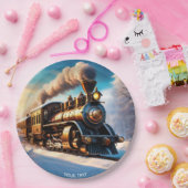 Fantasy Schattige levendige oude treinwinter Papieren Bordje (Feest)