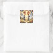 Fantasy Schattige Liefde Zon Hart Vierkante Sticker (Tas)