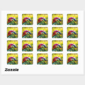 Fantasy Schattige lieveheersbeestje gepolijst glas Vierkante Sticker (Vel)