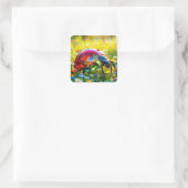Fantasy Schattige lieveheersbeestje gepolijst glas Vierkante Sticker (Tas)