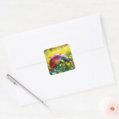 Fantasy Schattige lieveheersbeestje gepolijst glas Vierkante Sticker (Envelop)