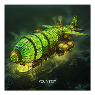 Fantasy Schattige Limoen Steampunk Plane Perfect Poster