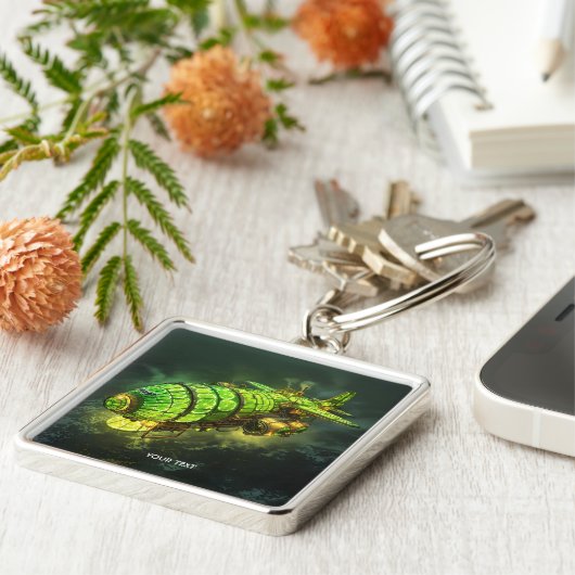 Fantasy Schattige Limoen Steampunk Plane Sleutelhanger (Zijkant)