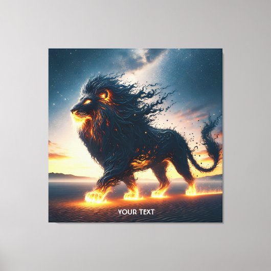 Fantasy Schattige Lion Desert Fire Canvas Afdruk (Voorkant)
