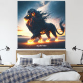 Fantasy Schattige Lion Desert Fire Canvas Afdruk (Insitu (Slaapkamer))