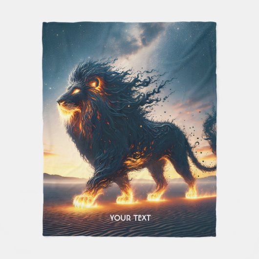 Fantasy Schattige Lion Desert Fire Fleece Deken (Voorkant)