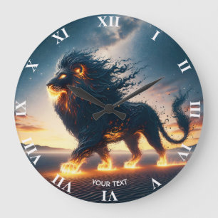 Fantasy Schattige Lion Desert Fire Grote Klok