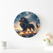 Fantasy Schattige Lion Desert Fire Grote Klok (Huis)