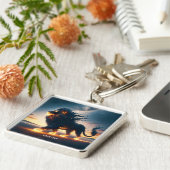 Fantasy Schattige Lion Desert Fire Sleutelhanger (Zijkant)