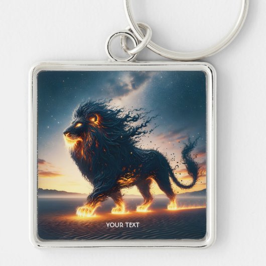 Fantasy Schattige Lion Desert Fire Sleutelhanger (Voorkant)