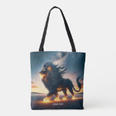 Fantasy Schattige Lion Desert Fire Tote Bag (Achterkant)