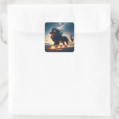 Fantasy Schattige Lion Desert Fire Vierkante Sticker (Tas)