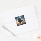 Fantasy Schattige Lion Desert Fire Vierkante Sticker (Envelop)