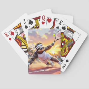 Fantasy Schattige Luiaard Speelt Tennis Pokerkaarten